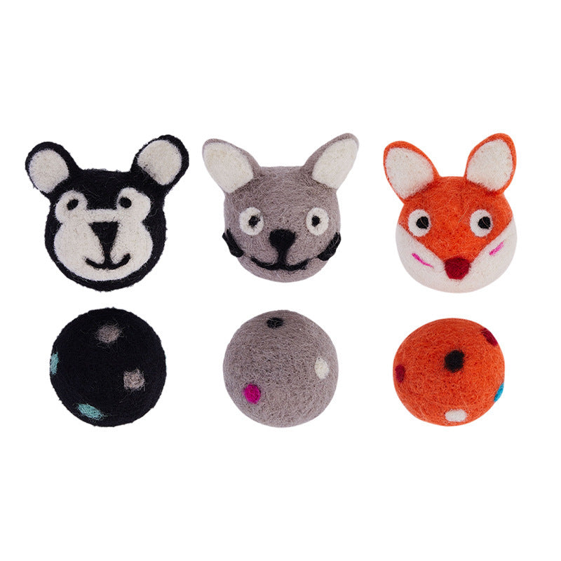 Colorful Felt Cat Toy Ball with Bell