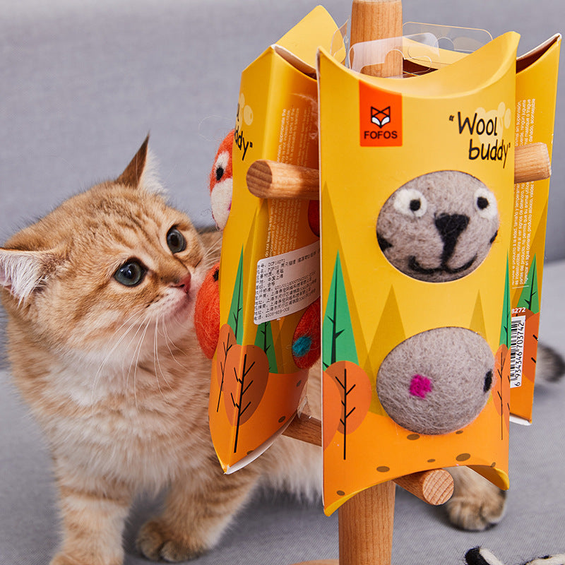 Colorful Felt Cat Toy Ball with Bell