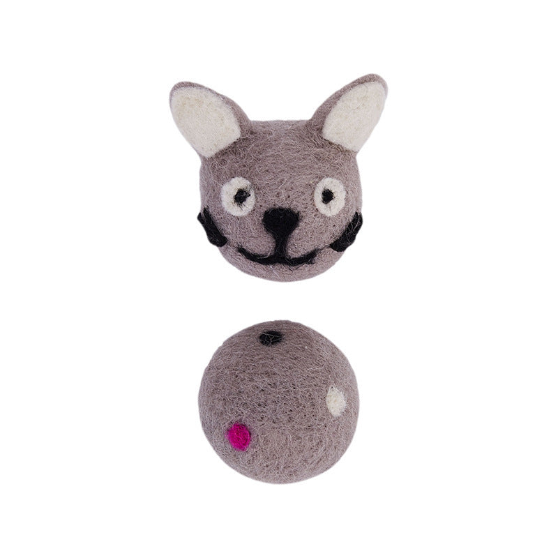 Colorful Felt Cat Toy Ball with Bell