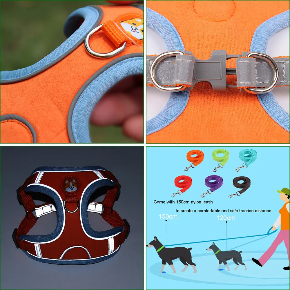 Adjustable Reflective Dog Harness & Leash Set